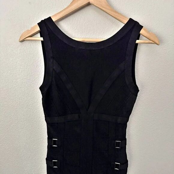 bebe Dresses & Skirts - BEBE | Y2K Bandaid Bandage Bodycon Black Dress Sleeveless Tank | Size XS